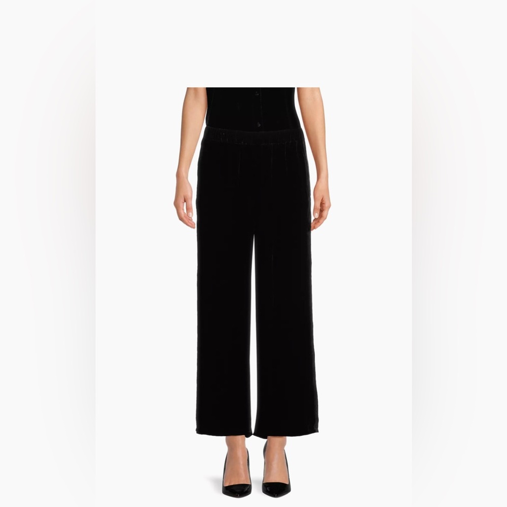 Eileen Fisher Black Velvet Wide Ankle Pants S/P